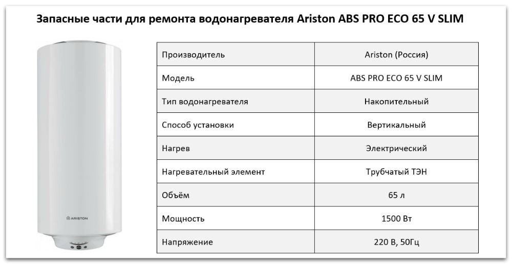 Купить запчасти Ariston ABS PRO ECO 65 V SLIM в Ростове-на-Дону